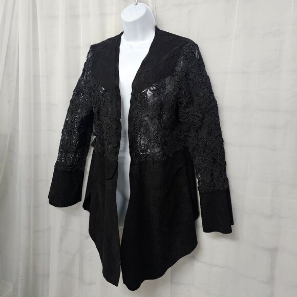 Vocal Jacket Black Goth Whimsigoth Grunge Lace Faux Suede M - Picture 4 of 9